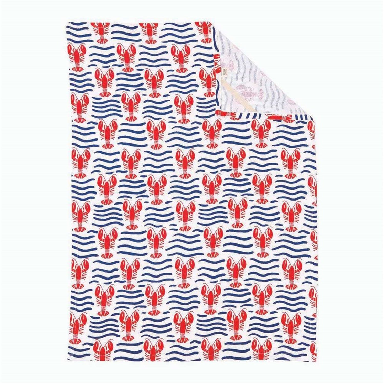 Lobster Waves Cotton Kitchen Towels (Set of 3) Cotton Kitchen Towel - rockflowerpaper