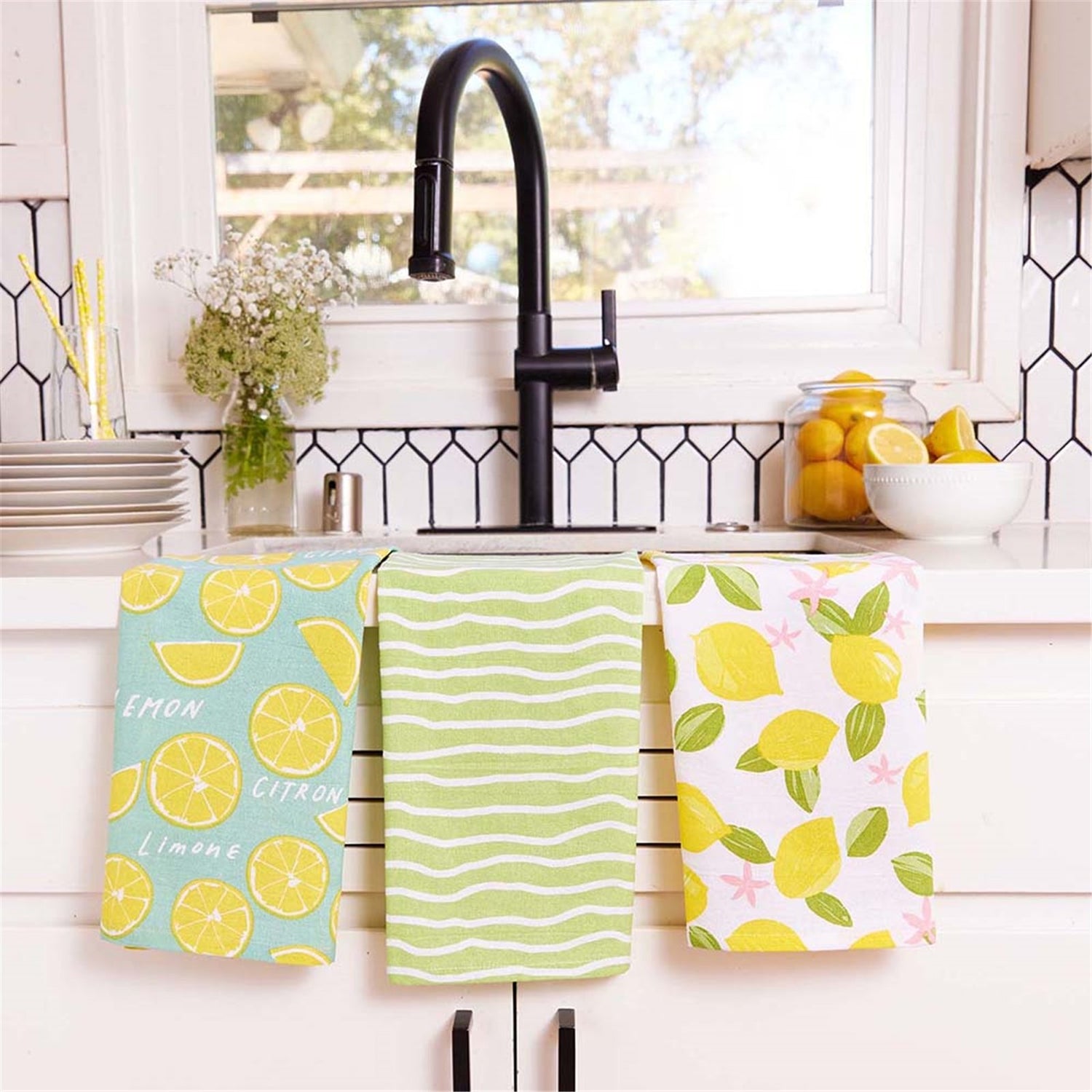 Limone Cotton Kitchen Towels (Set of 3) Cotton Kitchen Towel - rockflowerpaper