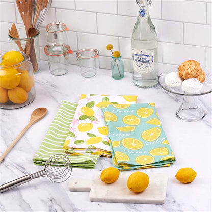 Limone Cotton Kitchen Towels (Set of 3) Cotton Kitchen Towel - rockflowerpaper