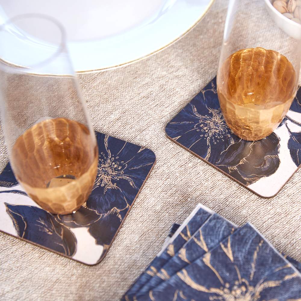 Indigo Garden Square Coaster - Set of 4 Coaster - rockflowerpaper