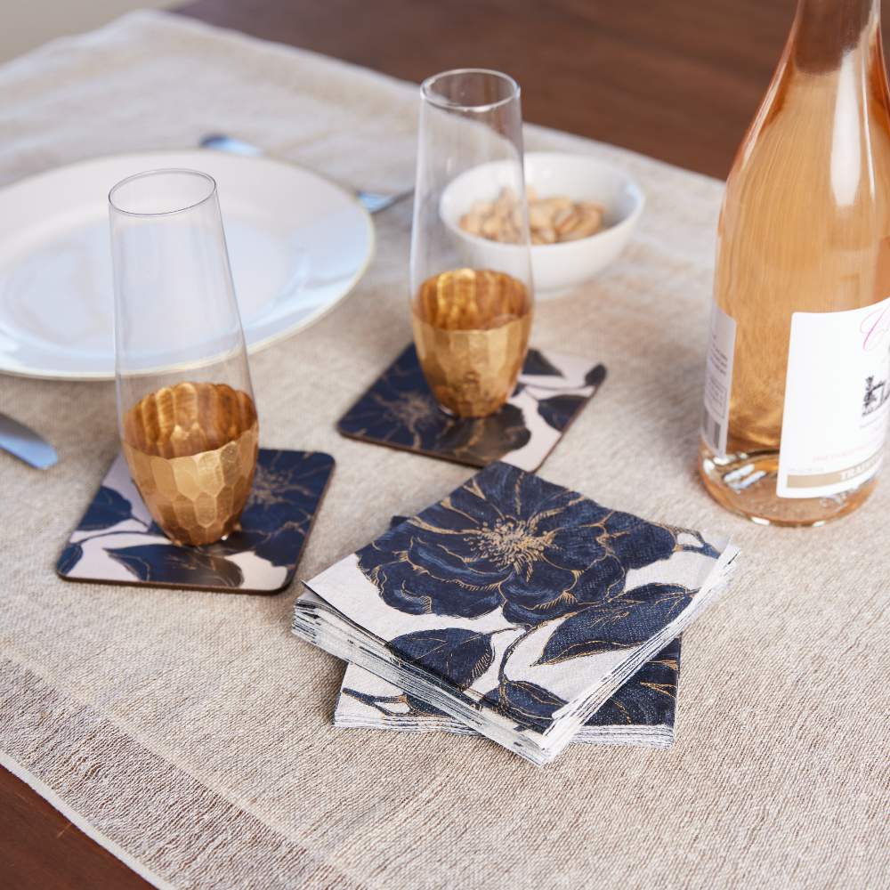 Indigo Garden Square Coaster - Set of 4 Coaster - rockflowerpaper