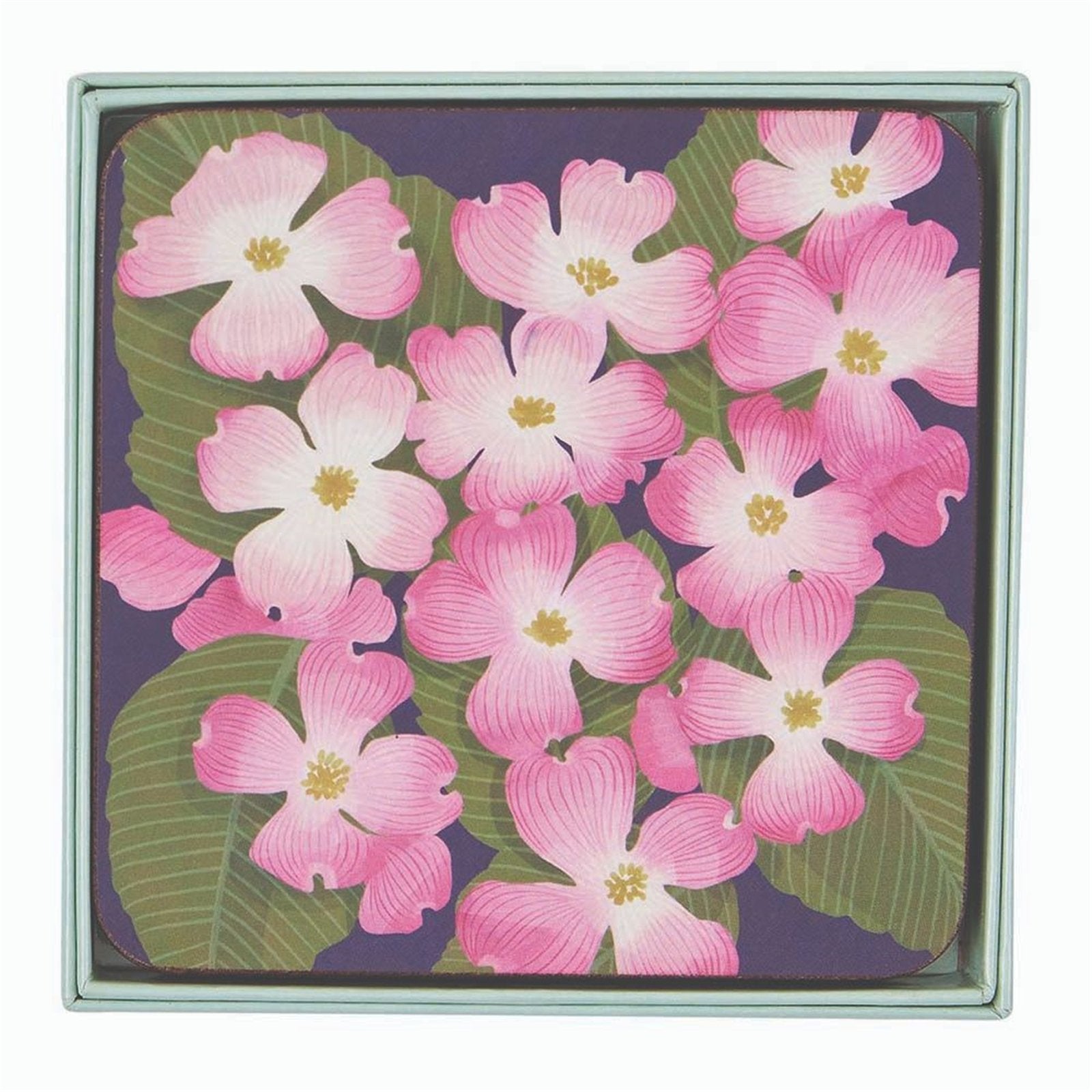 Pink Dogwood Square Coaster - Set of 4 Coaster - rockflowerpaper