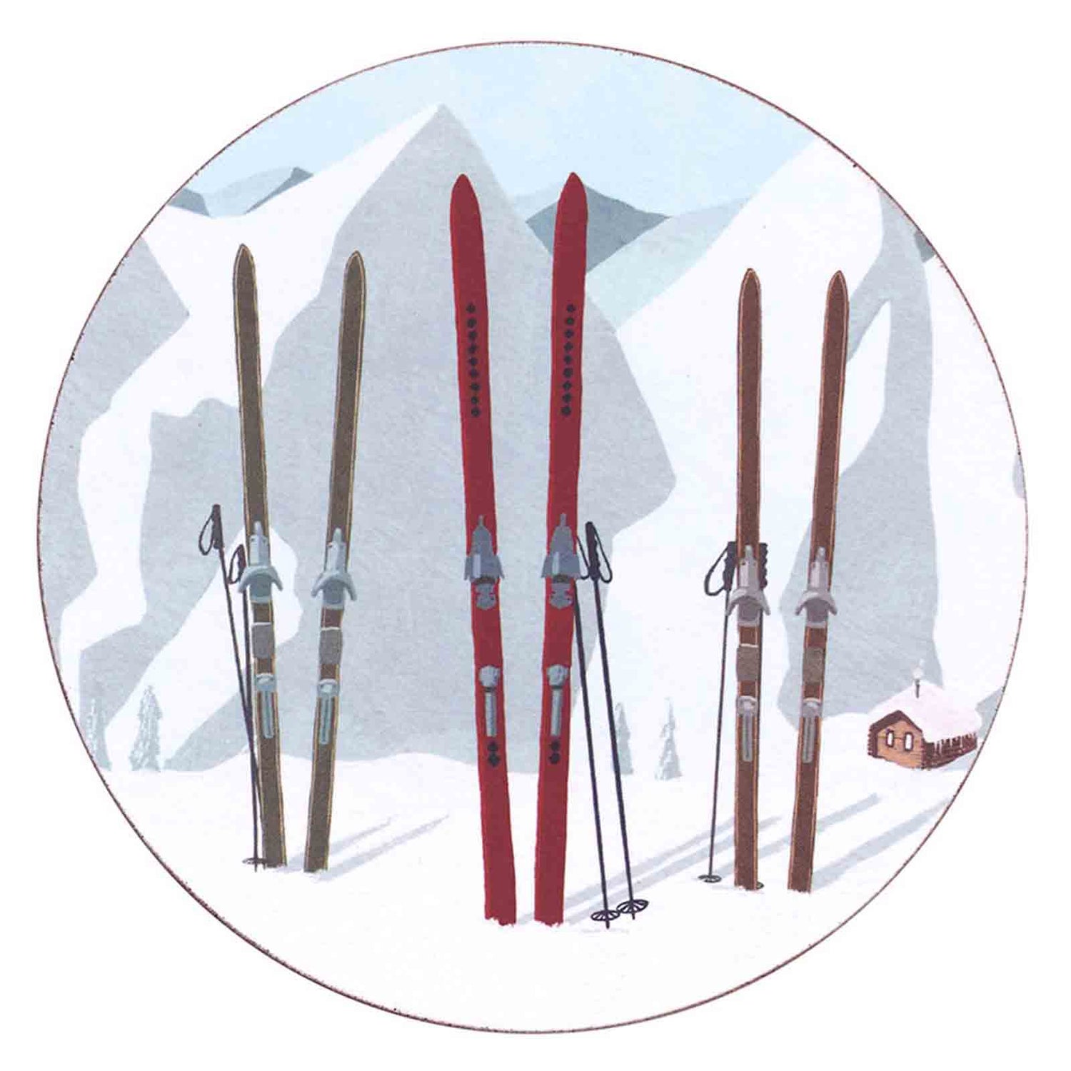 Nordic Ski Round Coaster - Set of 4 Coaster - rockflowerpaper