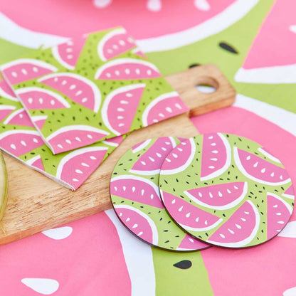 Watermelon Party Round Coaster - Set of 4 Coaster - rockflowerpaper