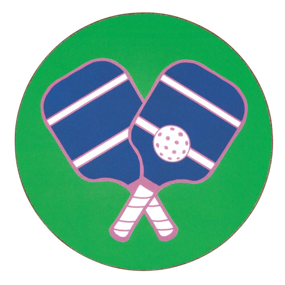 Pickleball Green Round Coaster - Set of 4 Coaster - rockflowerpaper