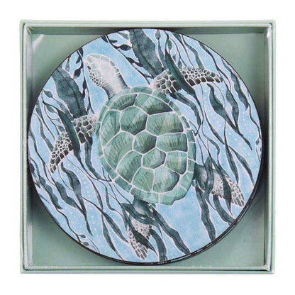 Marine Turtle Round Coaster - Set of 4 Coaster - rockflowerpaper