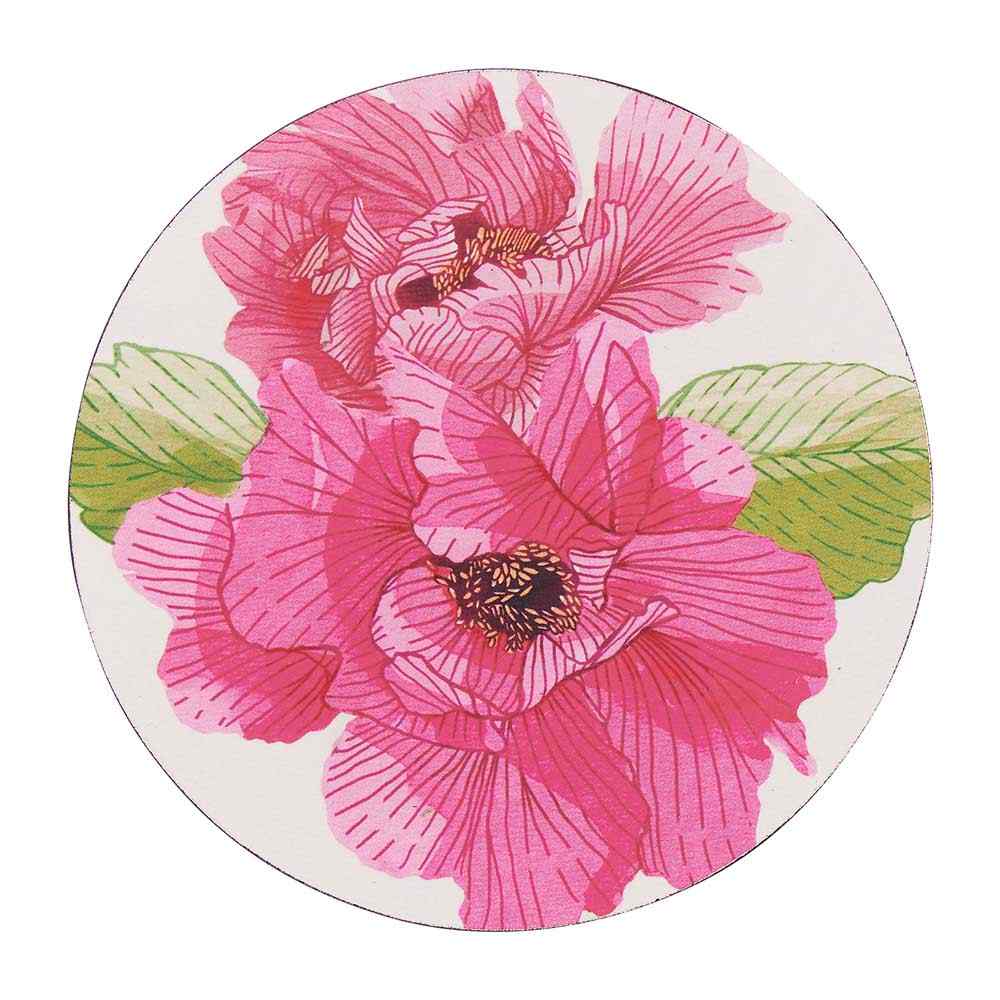 Pink Peony Round Coaster - Set of 4 Coaster - rockflowerpaper