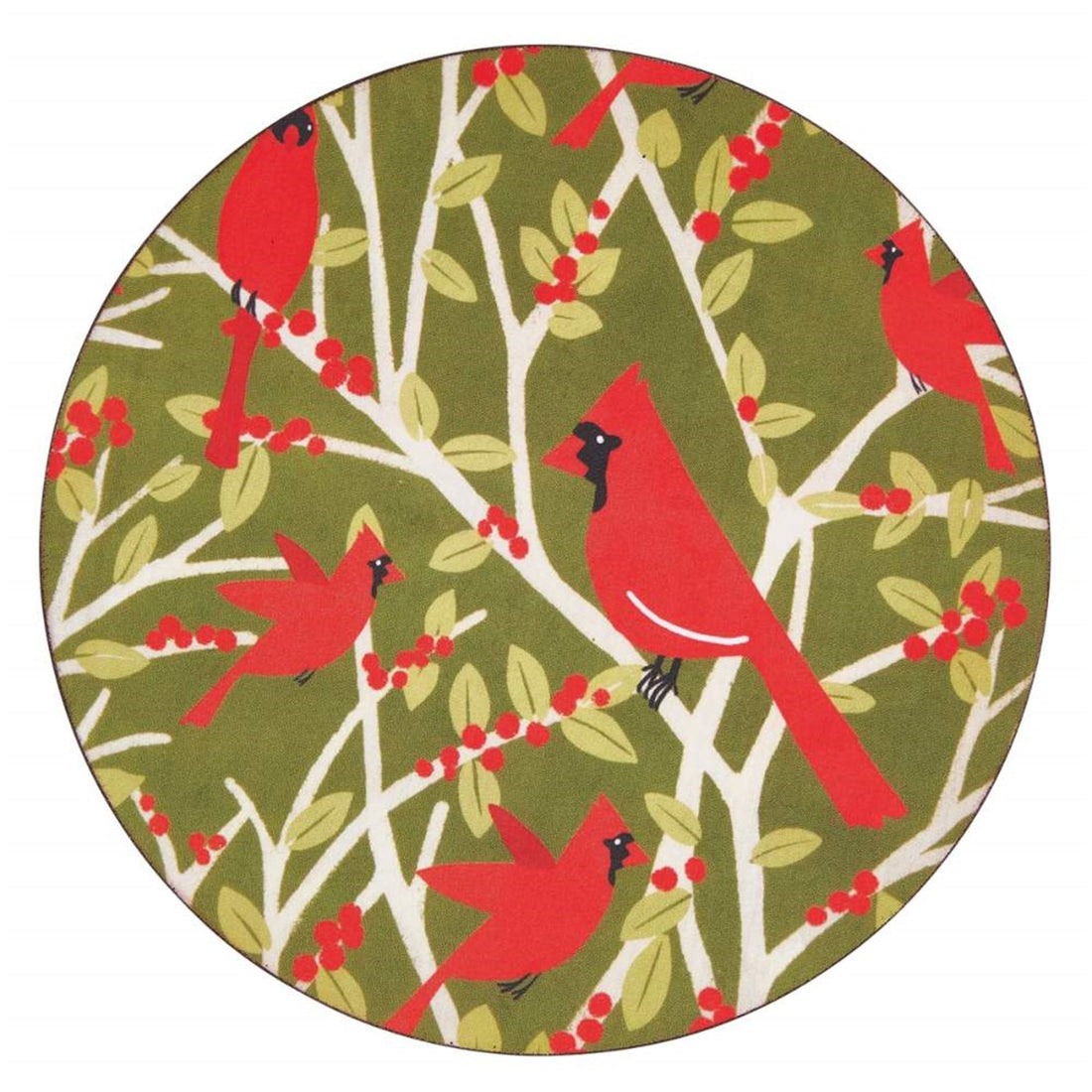 Red Cardinal Round Coaster - Set of 4 Coaster - rockflowerpaper