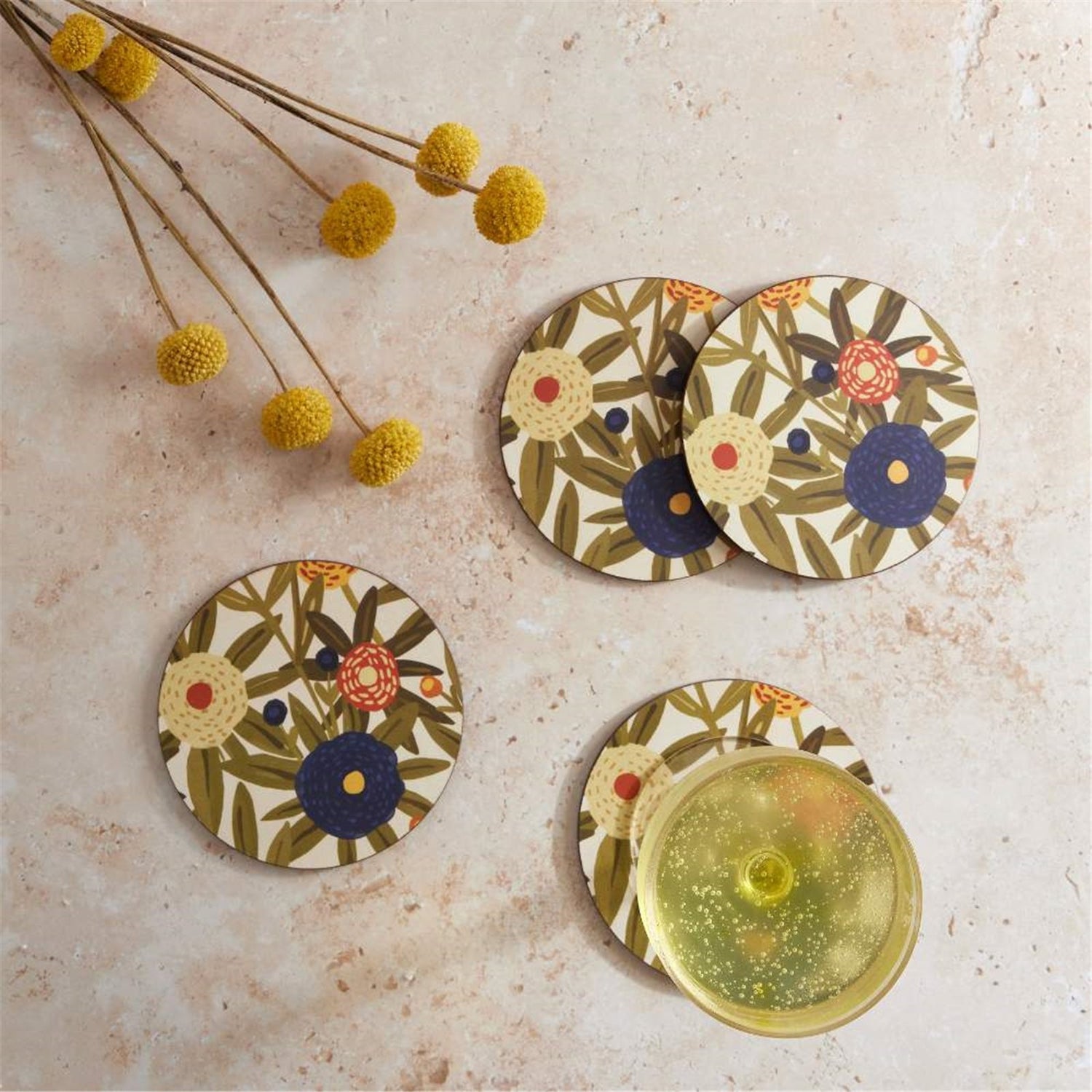 Harvest Sunshine Round Coaster - Set of 4 Coaster - rockflowerpaper