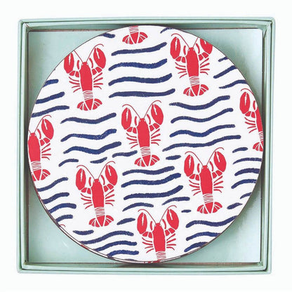 Lobster Waves Round Coaster - Set of 4 Coaster - rockflowerpaper