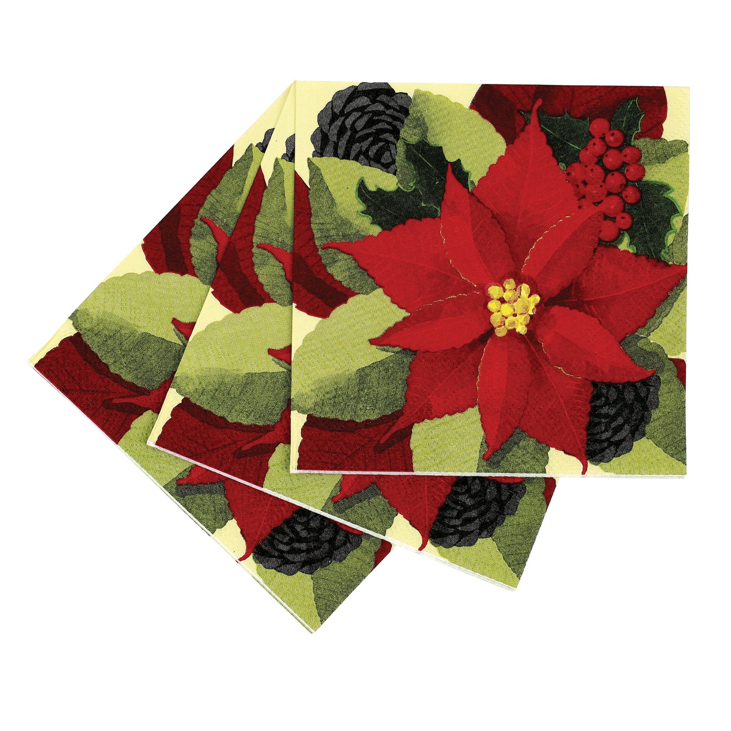 Poinsettia Paper Cocktail Napkins (Pack of 25)