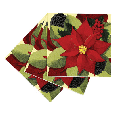 Poinsettia Paper Cocktail Napkins (Pack of 25)