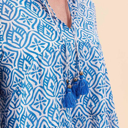 Adde Blue Cotton Blouse Tunic - rockflowerpaper