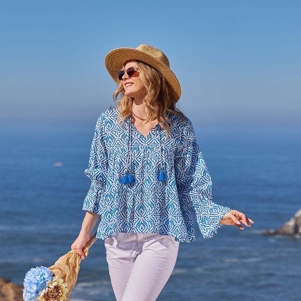 Adde Blue Cotton Blouse Tunic - rockflowerpaper