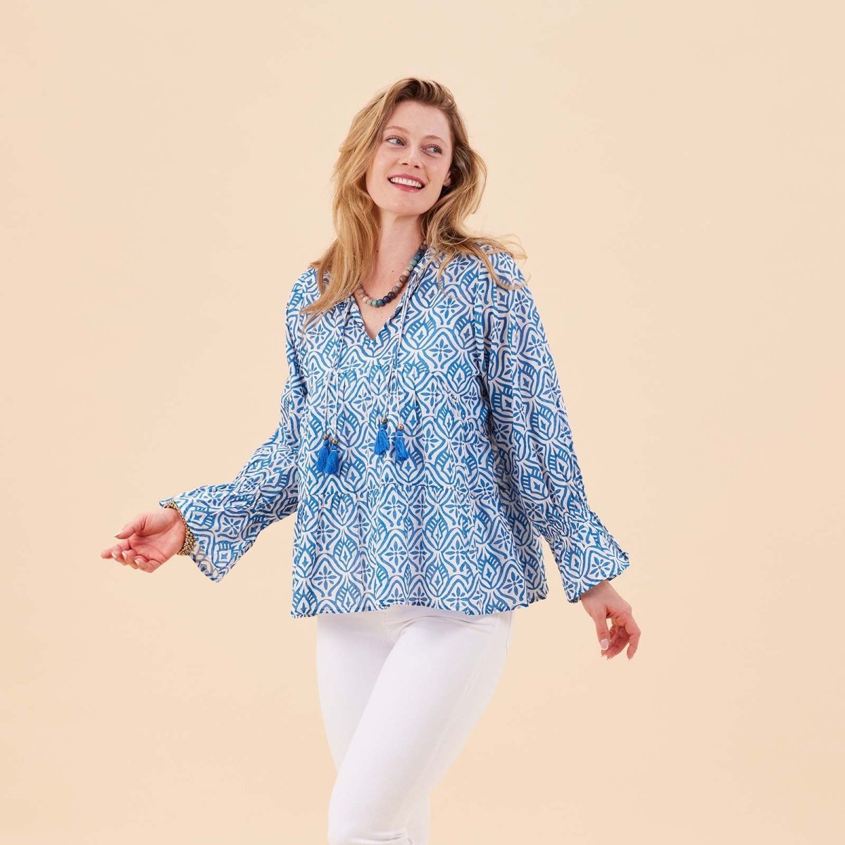 Adde Blue Cotton Blouse Tunic - rockflowerpaper