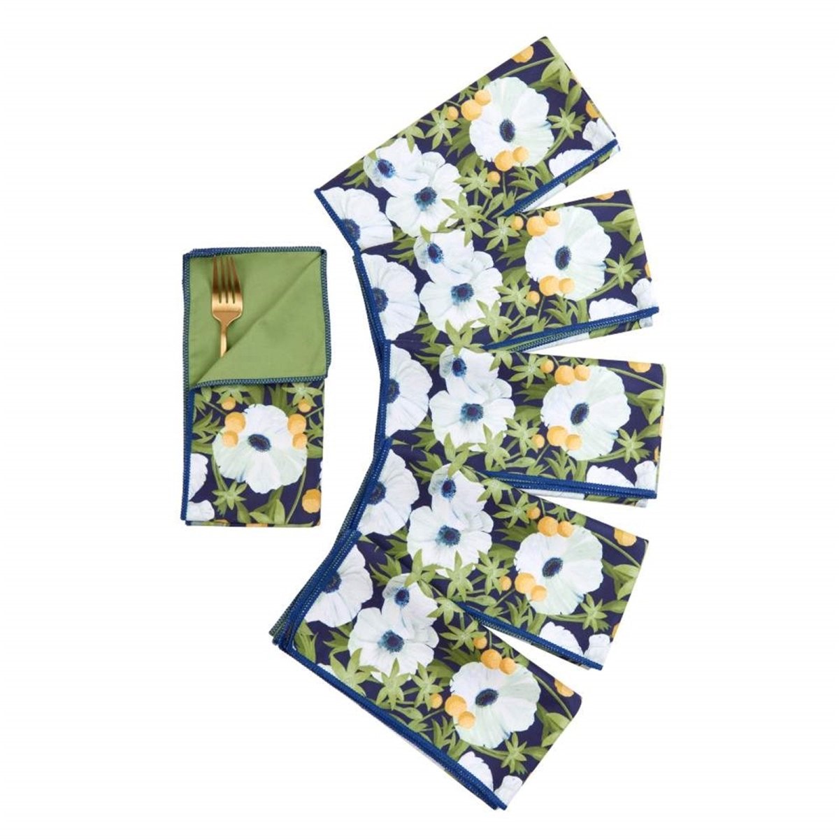 Anemone Poppy blu Dinner Napkin Dinner Napkin - rockflowerpaper