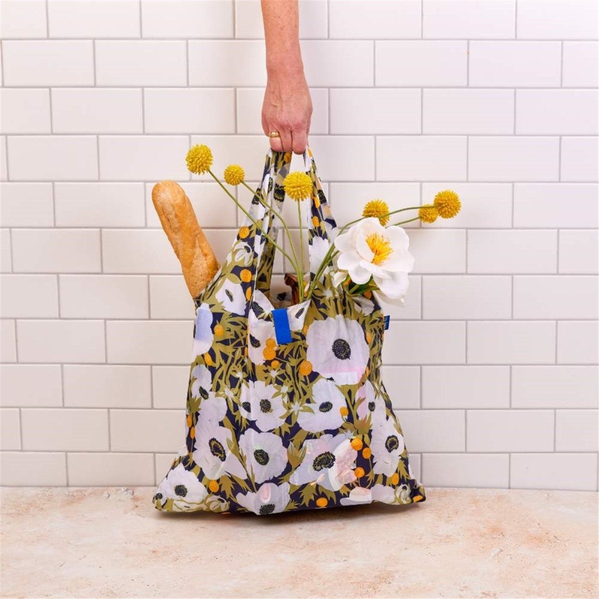 Anemone Poppy blu Reusable Shopping Bag - Machine washable Reusable Shopping Bag - rockflowerpaper