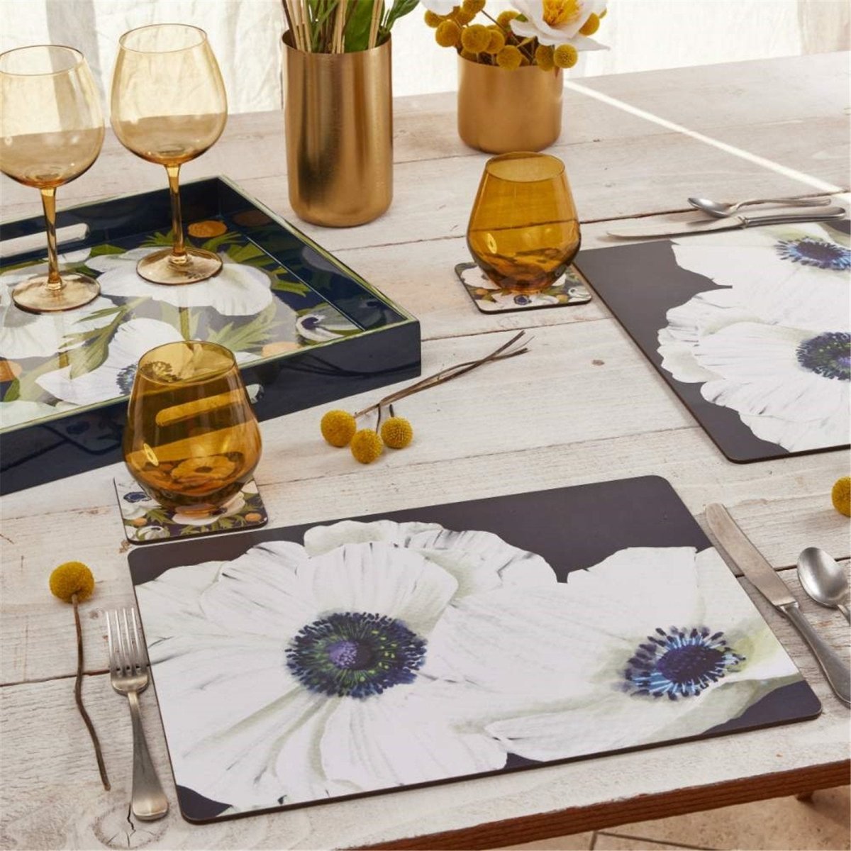 Anemone Poppy Placemat Set 4 Placemat - rockflowerpaper