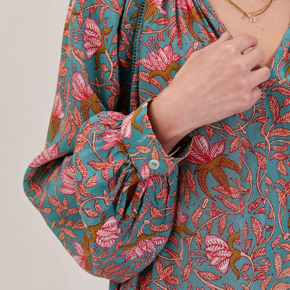 aqua pink floral dress Aqua Pink Bohemian Floral Party Dress, Red / Sm-Md