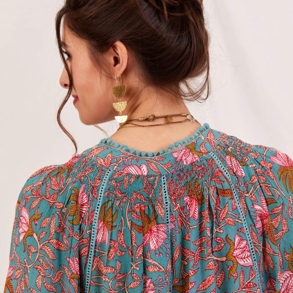 aqua pink floral dress Aqua Pink Bohemian Floral Party Dress, Red / Sm-Md