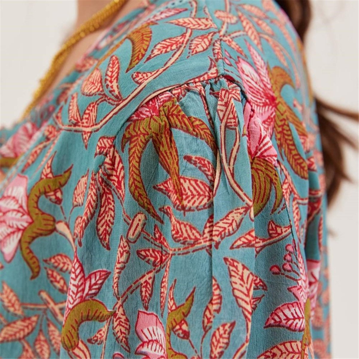 Aqua Pink Bohemian Floral Tunic Tunic - rockflowerpaper