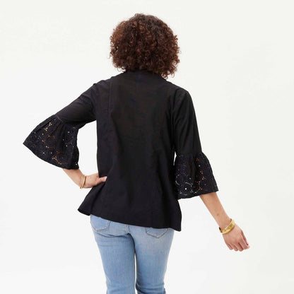 Black Eyelet Tunic with Bell Sleeve Tunic - rockflowerpaper