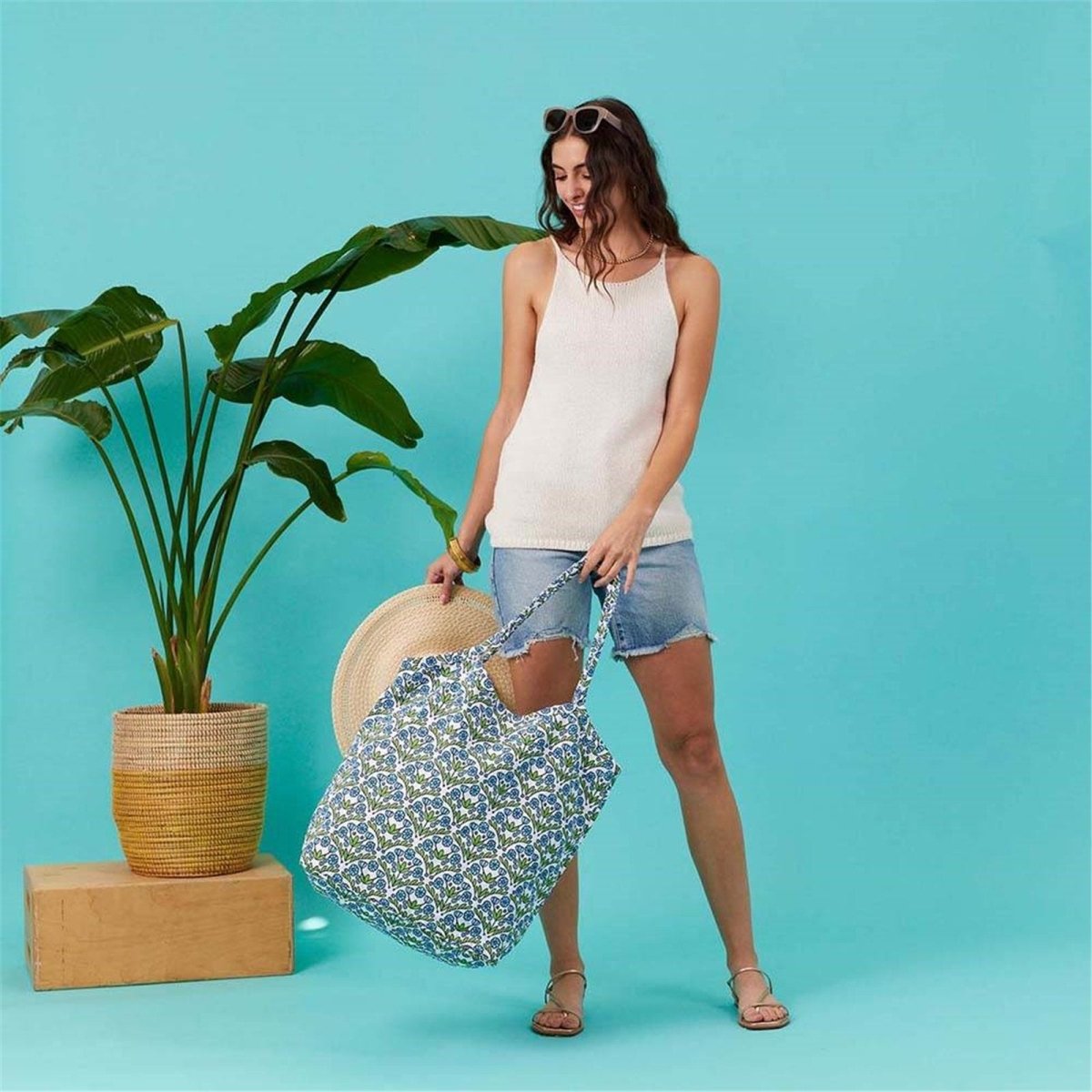 Blaire Blue Bucket Bag Tote - rockflowerpaper