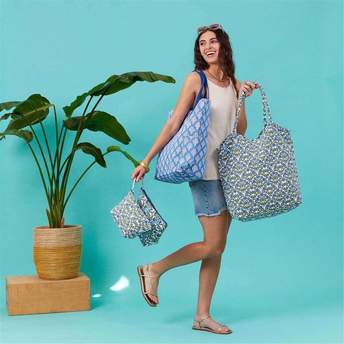 Blaire Blue Bucket Bag Tote - rockflowerpaper