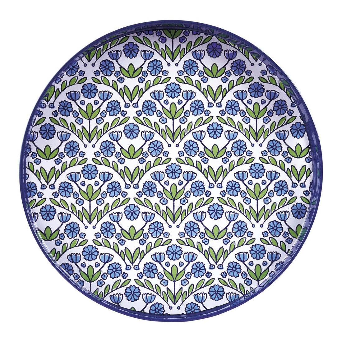 Blaire Blue Round Laquer Serving Tray Tray - rockflowerpaper