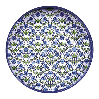 Blaire Blue Round Laquer Serving Tray Tray - rockflowerpaper