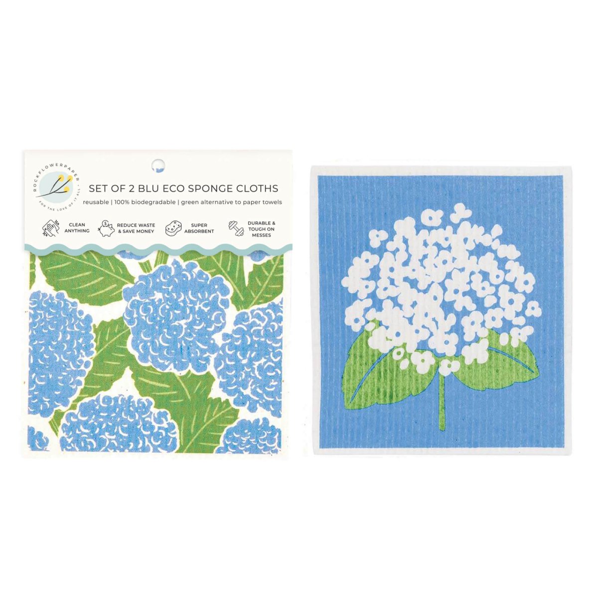 Blue Hydrangea blu Eco Sponge Cloths (Set of 2) Eco Cloth - rockflowerpaper