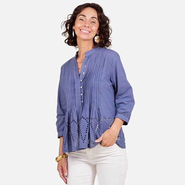 人気ブランド新作豊富 Blue Pintuck Tunic With Eyelet Hem – rockflowerpaper Clothing