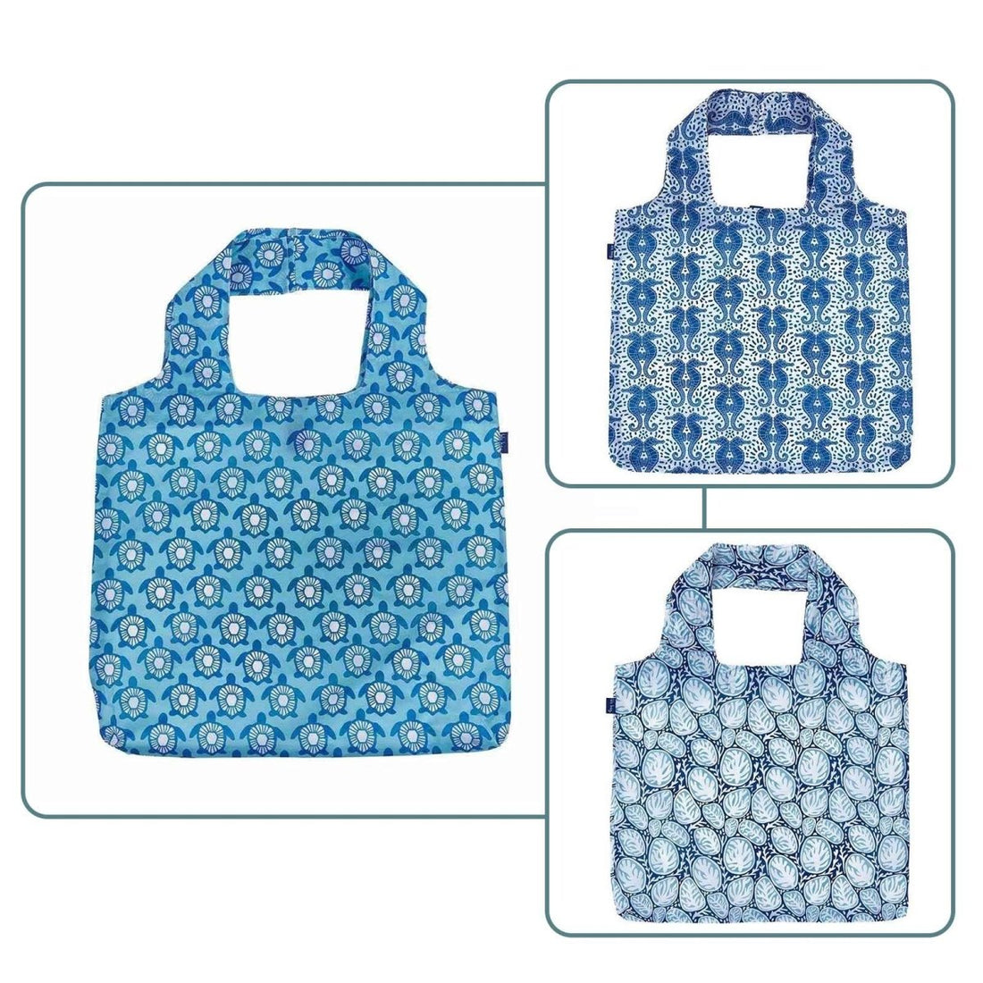 Blue Sea Life Reusable Shopping Bag Bundle Reusable Shopping Bag - rockflowerpaper