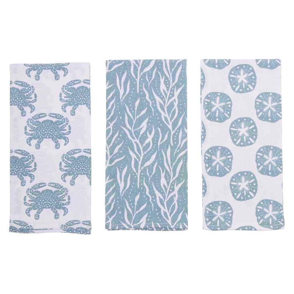 Blue Waves Cotton Kitchen Towels (Set of 3) Cotton Kitchen Towel - rockflowerpaper