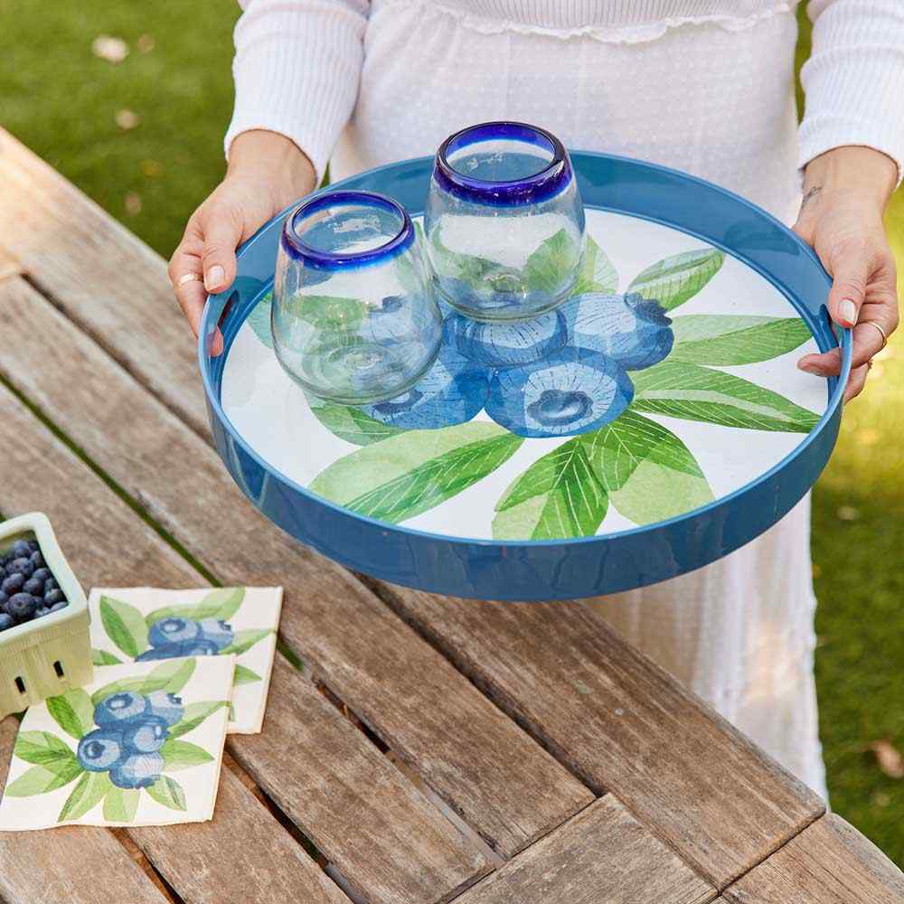 Blueberry Bunch 15 Inch Round Tray Tray - rockflowerpaper