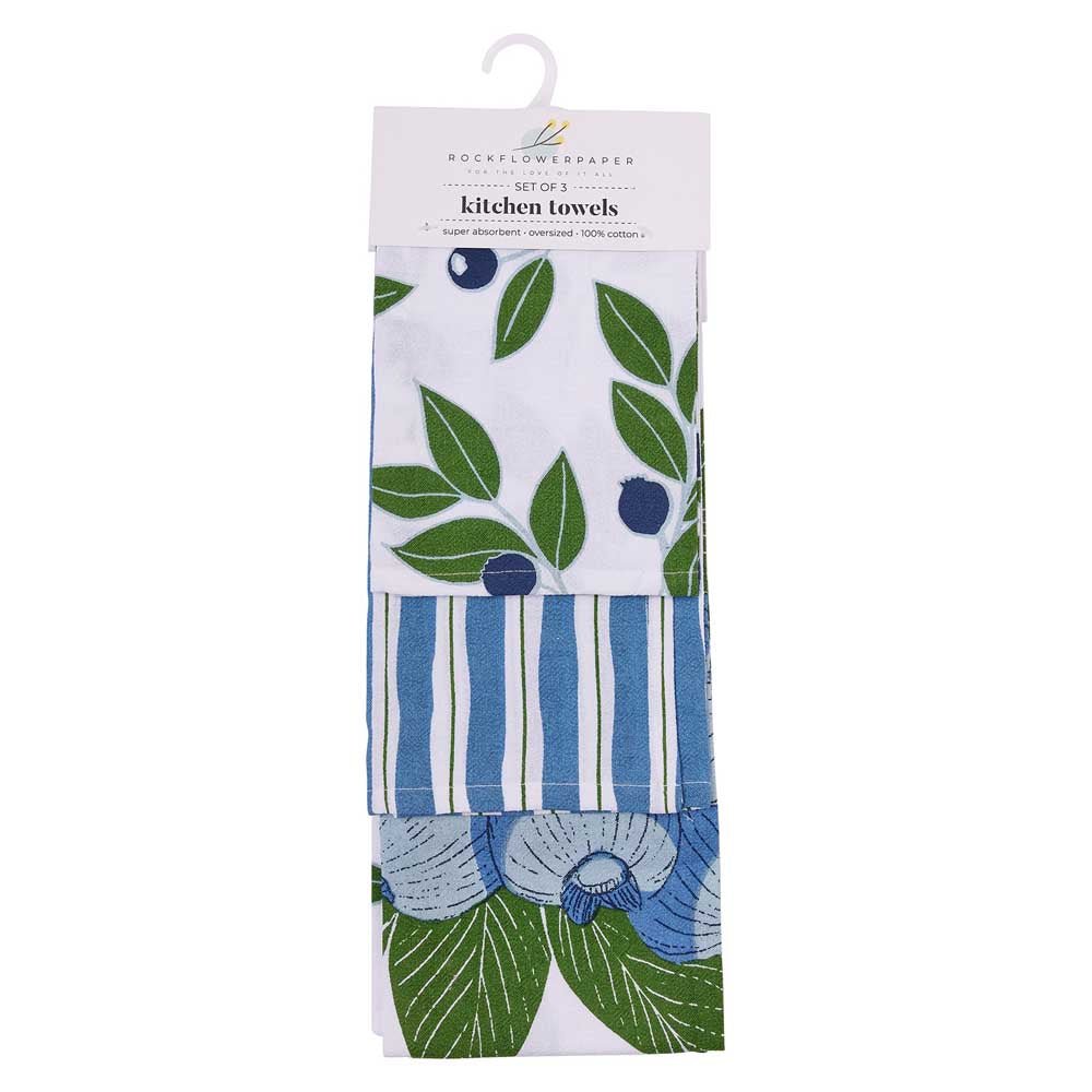 Blueberry Bunch Cotton Kitchen Towels (Set of 3) Cotton Kitchen Towel - rockflowerpaper