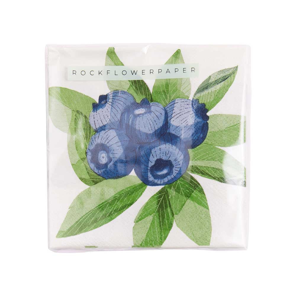 Blueberry Bunch Paper Cocktail Napkins (Pack of 20) Paper Cocktail Napkin - rockflowerpaper