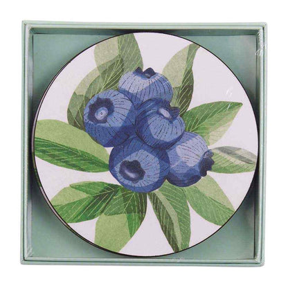 Blueberry Bunch Round Coaster - Set of 4 Coaster - rockflowerpaper