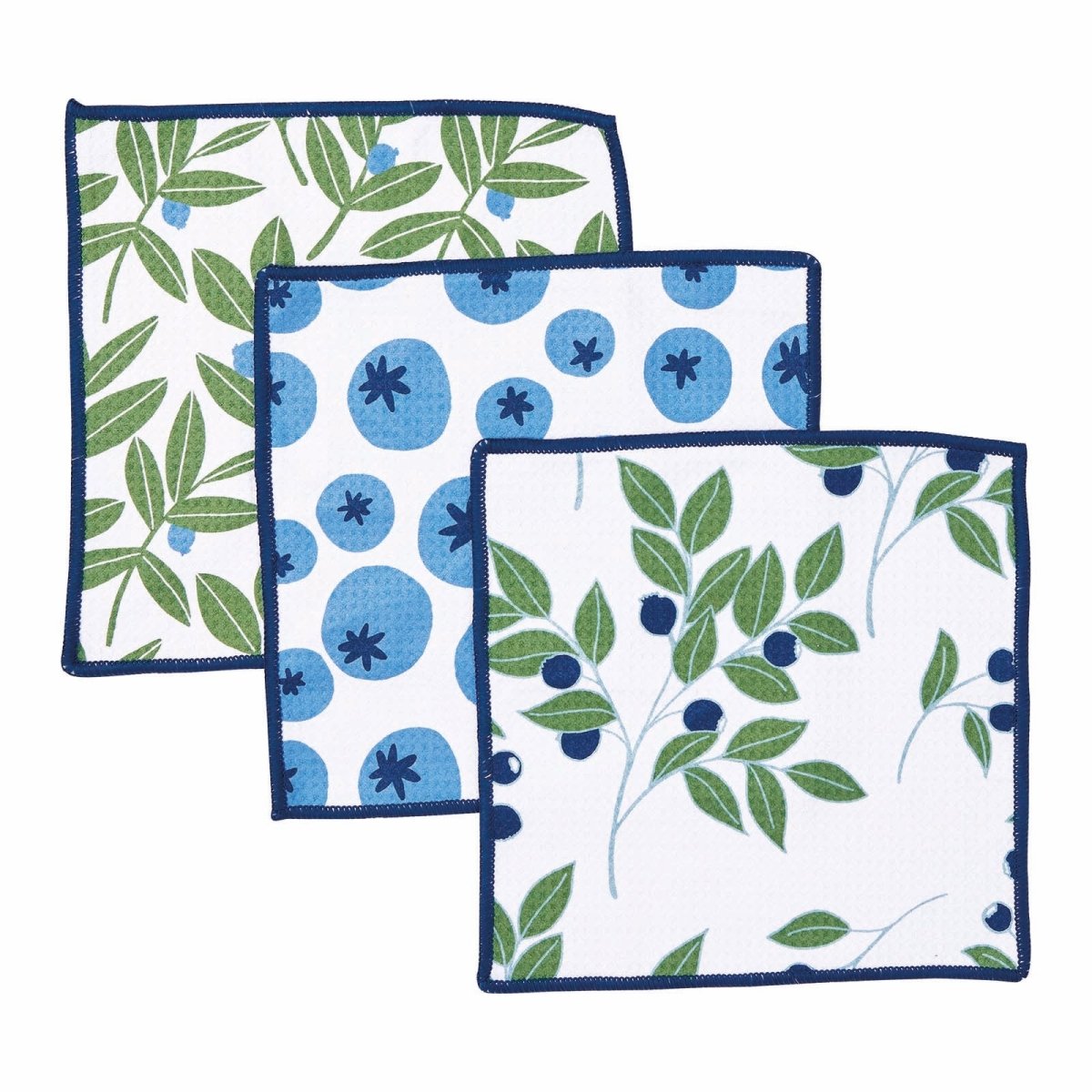 Blueberry Medley blu Dish Cloth Set of 3 Reusable Dish Cloth - rockflowerpaper