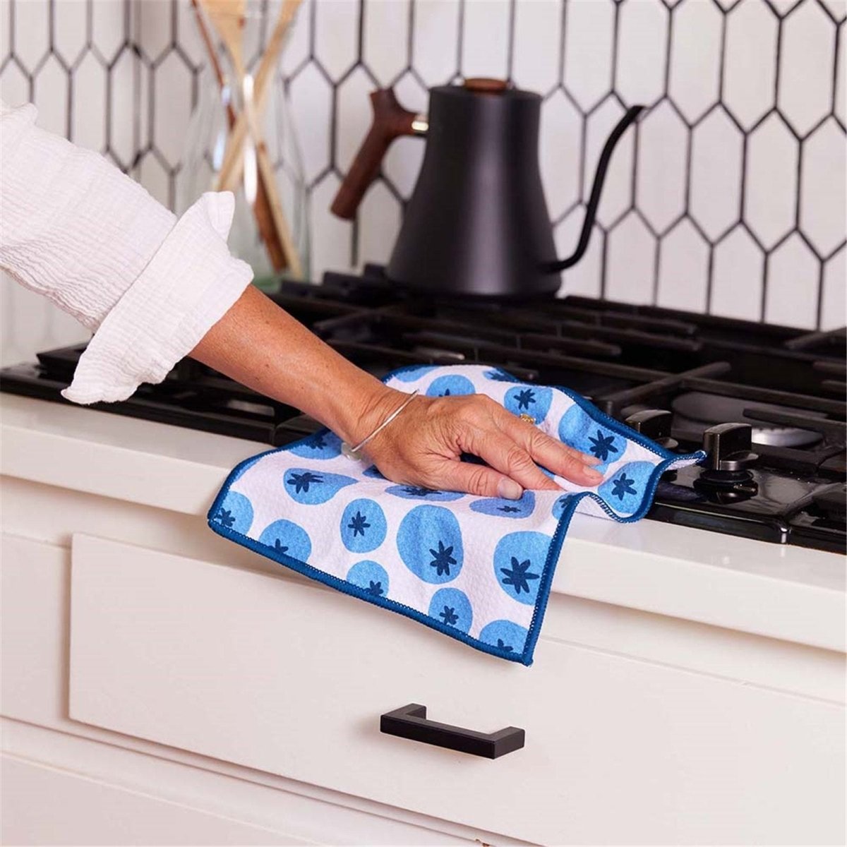 Blueberry Medley blu Dish Cloth Set of 3 Reusable Dish Cloth - rockflowerpaper