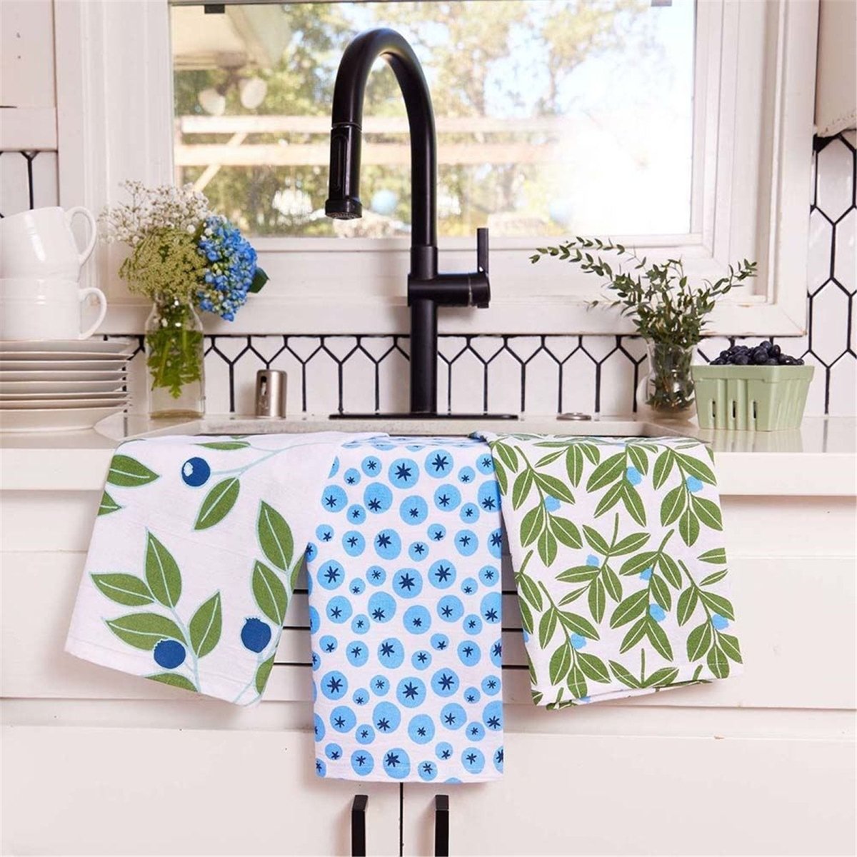 Blueberry Medley Cotton Kitchen Towels (Set of 3) Cotton Kitchen Towel - rockflowerpaper