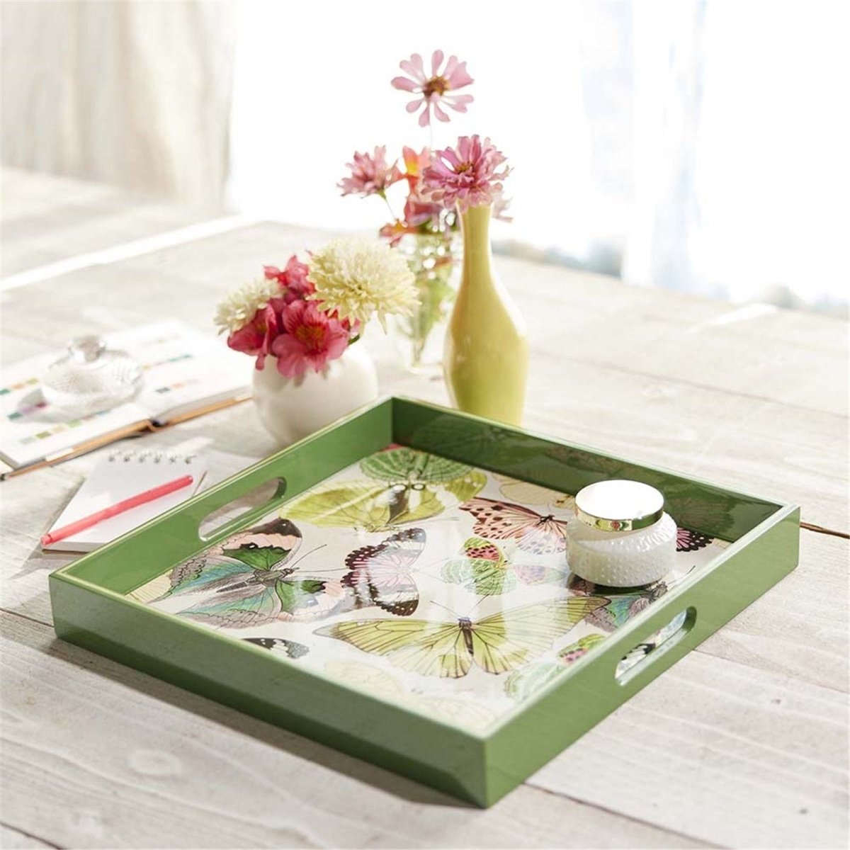 Butterflies 15 Inch Square Tray Tray - rockflowerpaper