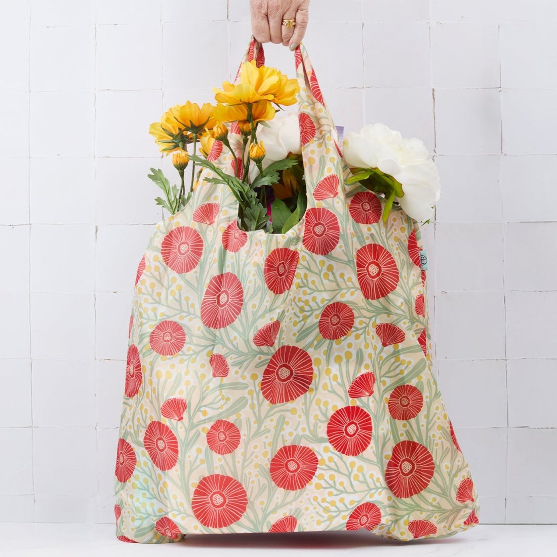 Camellia Bouquet blu Reusable Shopping Bag Reusable Shopping Bag - Rockflowerpaper