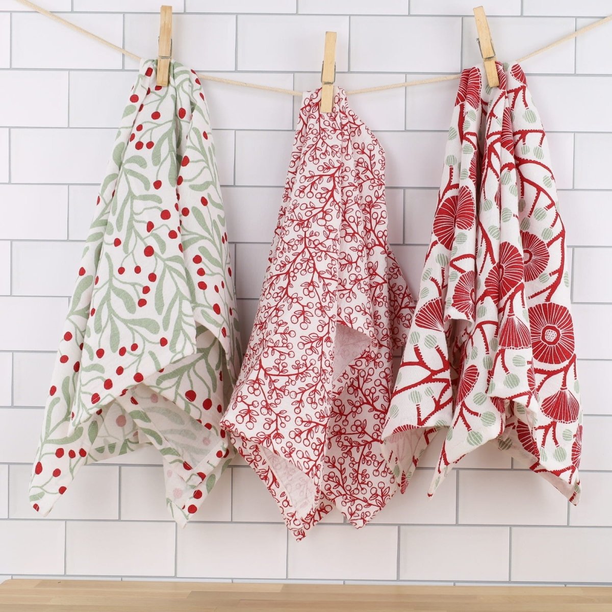 Camellia Cotton Kitchen Towels (Set of 3) Cotton Kitchen Towel - Rockflowerpaper