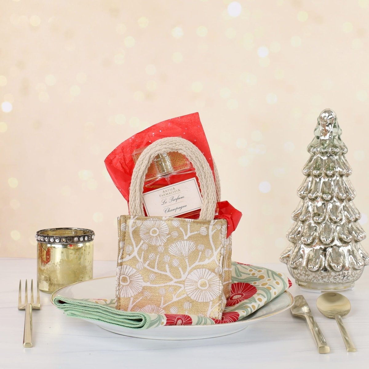 Camellia Gold Metallic Reusable Tincy Wincy Small Gift Bag - Rockflowerpaper