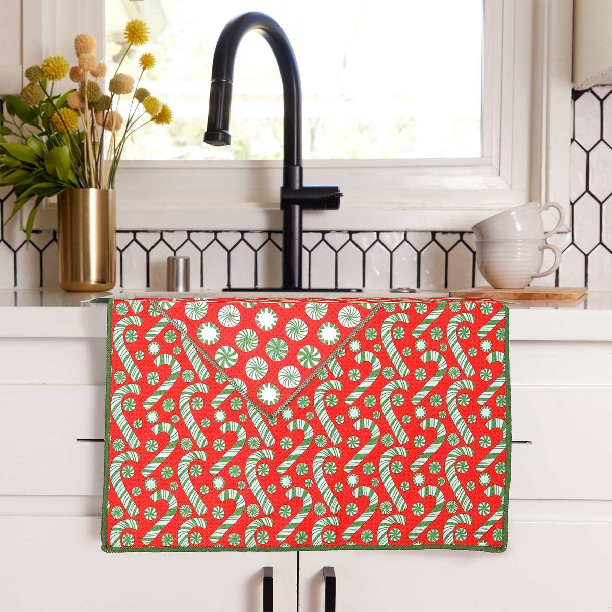 Candy Cane Joy Eco Kitchen Tea Towel Tea Towel - Rockflowerpaper
