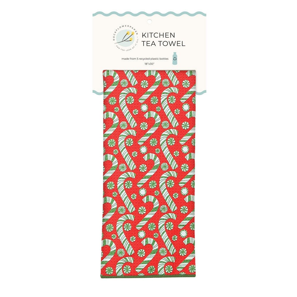Candy Cane Joy Eco Kitchen Tea Towel Tea Towel - Rockflowerpaper