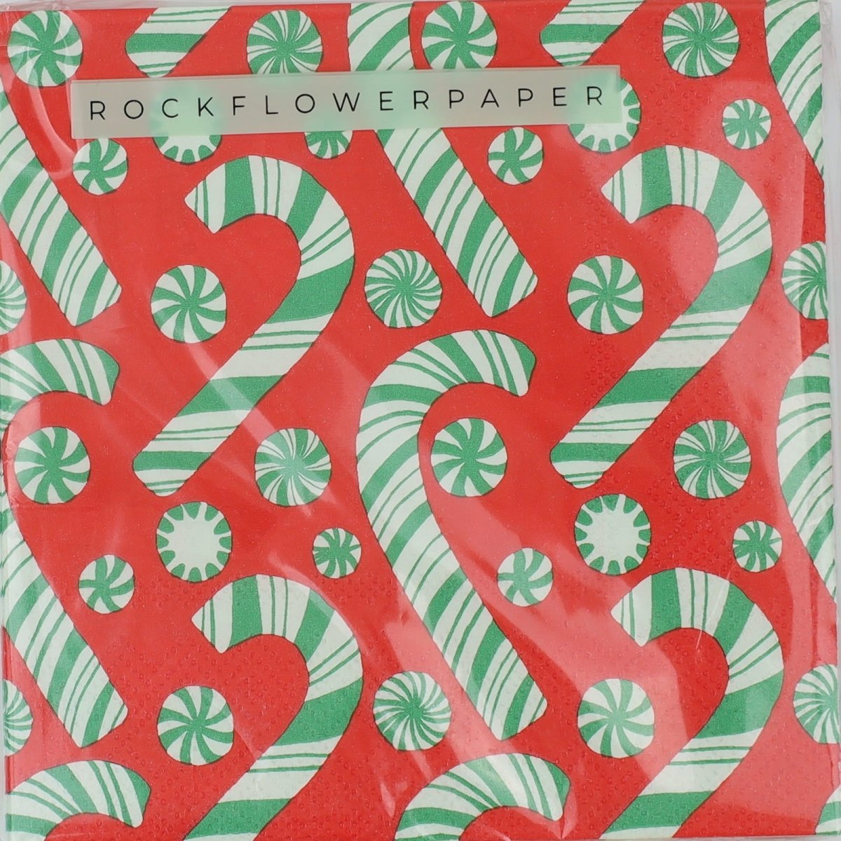 Candy Cane Joy Paper Cocktail Napkins (Pack of 25) Paper Cocktail Napkin - Rockflowerpaper