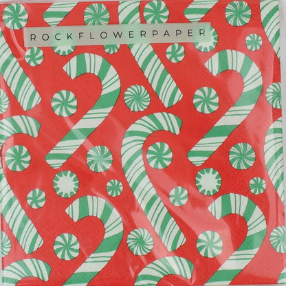 Candy Cane Joy Paper Cocktail Napkins (Pack of 25) Paper Cocktail Napkin - Rockflowerpaper