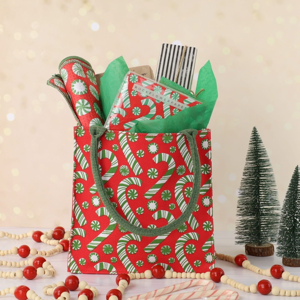 Candy Cane Joy Reusable Itsy Bitsy Gift Bag Gift Bag - Rockflowerpaper